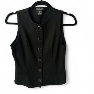 Rachel Zoe black vest top with gold buttons